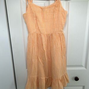 Old Navy plaid orange tie summer dress